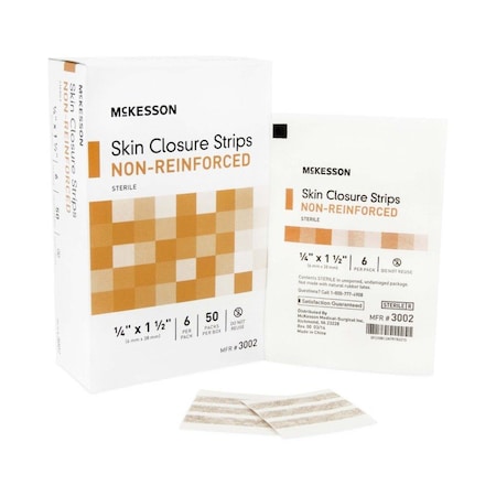 Mckesson Non-Reinforced Skin Closure Strip, 1/4 x 1-1/2 in., 300PK 3002